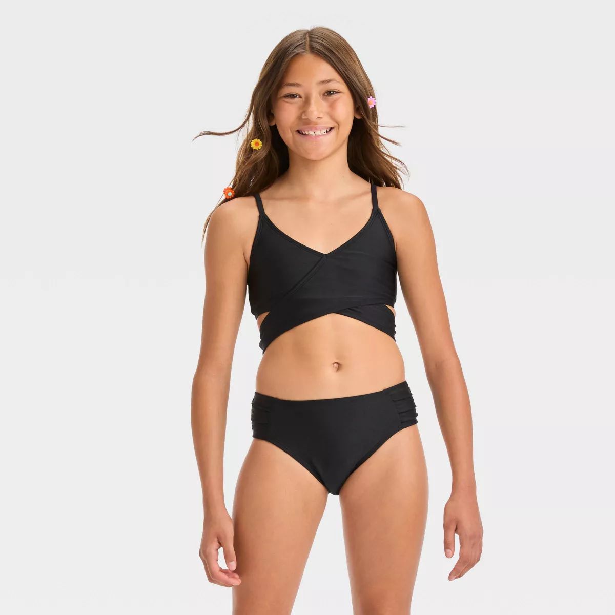 Girls' Solid Bikini Set - art class™ Black S | Target