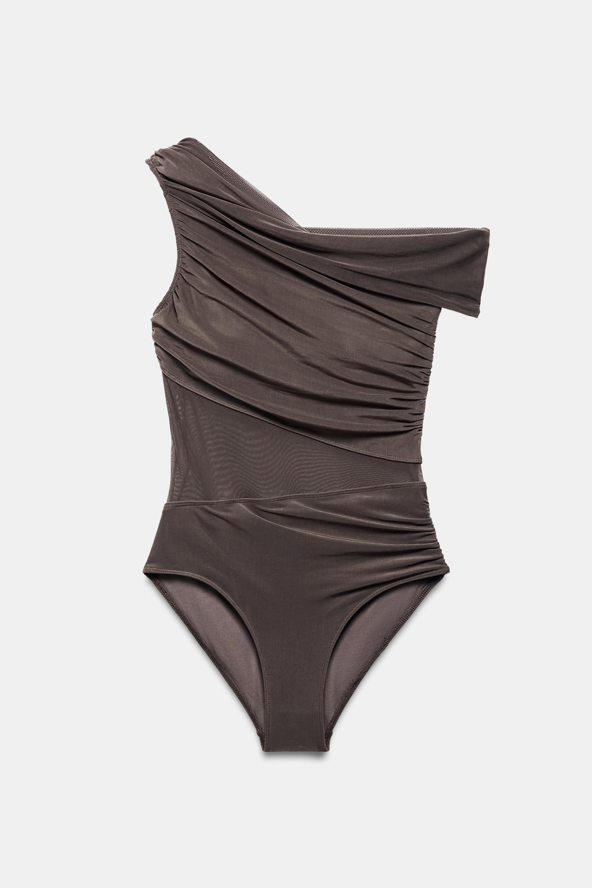 ASYMMETRIC TULLE CUT-OUT SWIMSUIT | Zara US