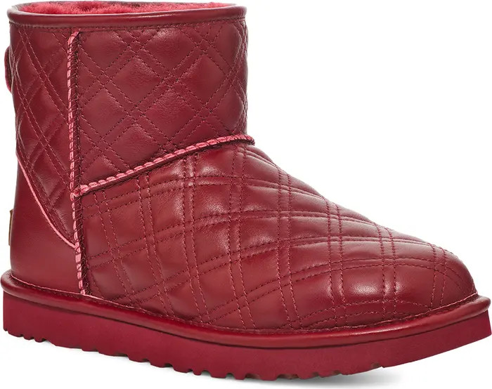 Classic Mini II Quilted Genuine Shearling Lined Bootie (Women) | Nordstrom