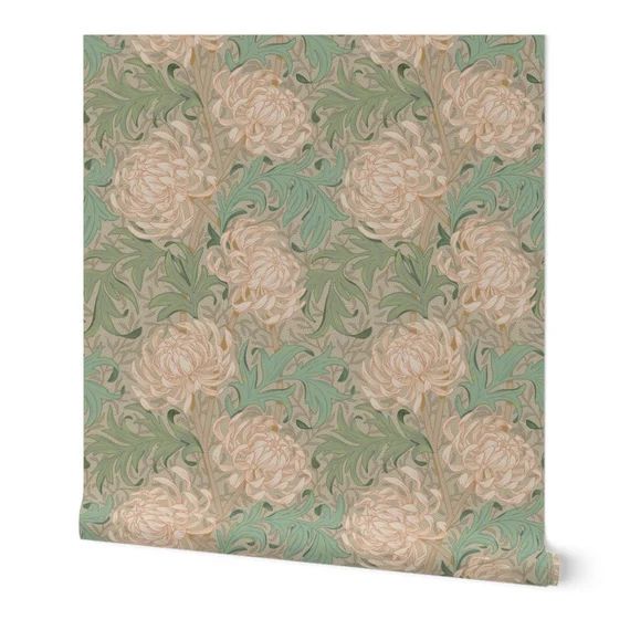 Chrysanthemums in Natural  Removable Wallpaper | Etsy | Etsy (US)