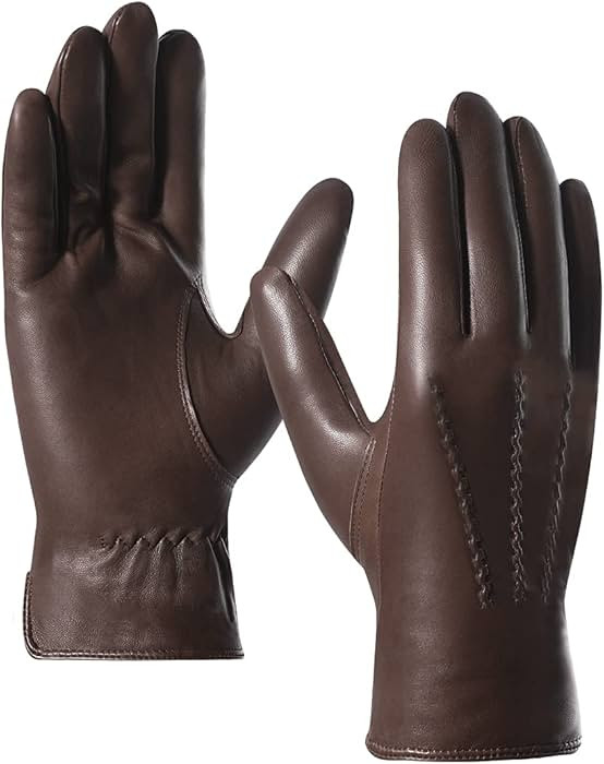 Harssidanzar Leather Gloves for Men,Winter Sheepskin Driving Gloves Cashmere Lined | Amazon (US)