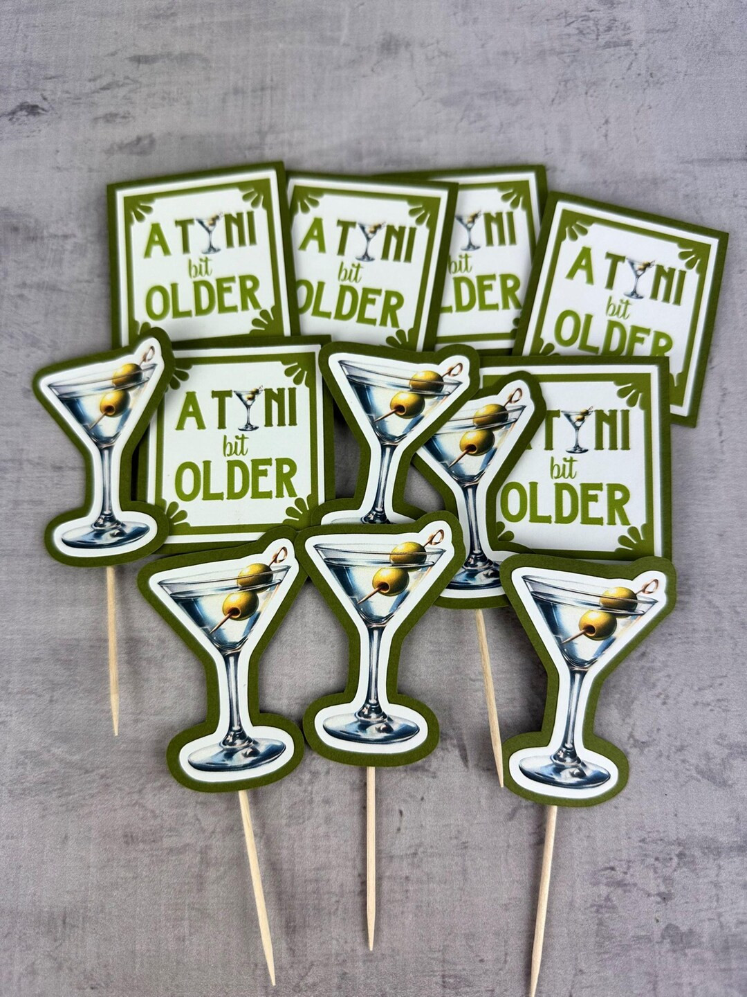 A Tini Bit Older Cupcake Toppers Dirty Martini Cupcake Toppers Classic Martini Birthday Olive Mar... | Etsy (US)