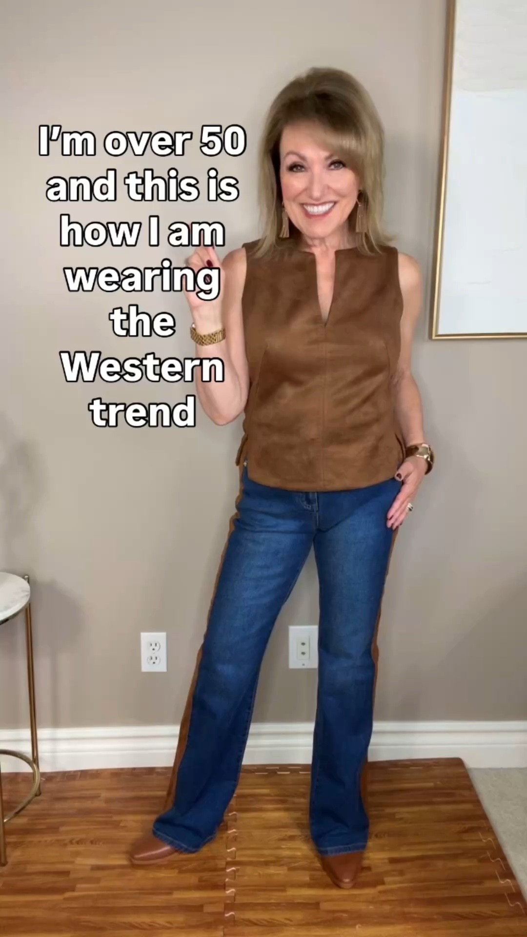 It’s not IF you can wear the Western trend over 50, it’s how!

These are all looks from my closet that I’ve had for a little while. I just did some mixing and matching to create a Western look! 

I’ve found some exact and some similar pieces to make it easy for you to recreate the concepts !