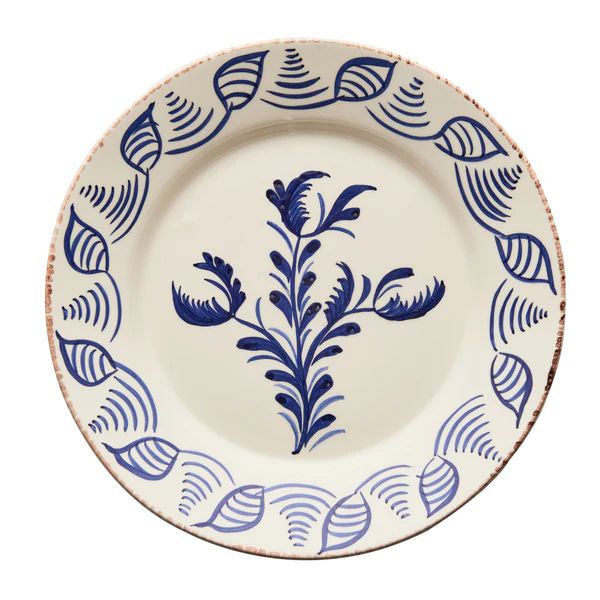 Casa Nuno Blue and White Dinner Plate, 3 Flowers/Shells, Set of 4 | The Avenue