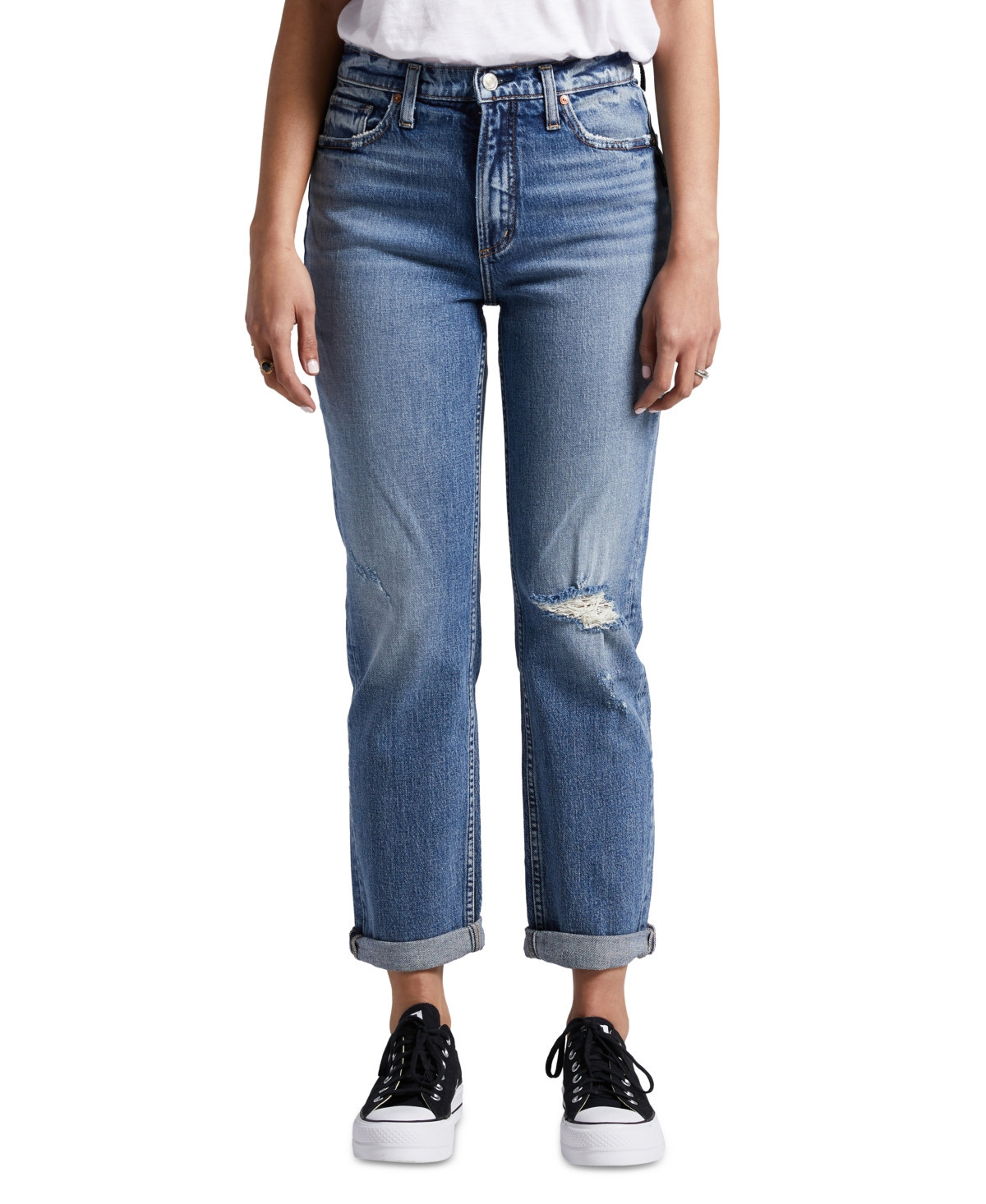 Silver Jeans Co. Women's 90's Boyfriend High-Rise Straight-Leg Jeans | Macys (US)