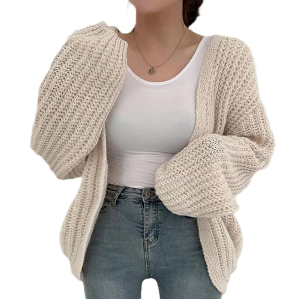 Women's Long Lantern Sleeve Open Front Cardigan Sweater Vintage Grunge Aesthetic Clothes Korean F... | Amazon (US)