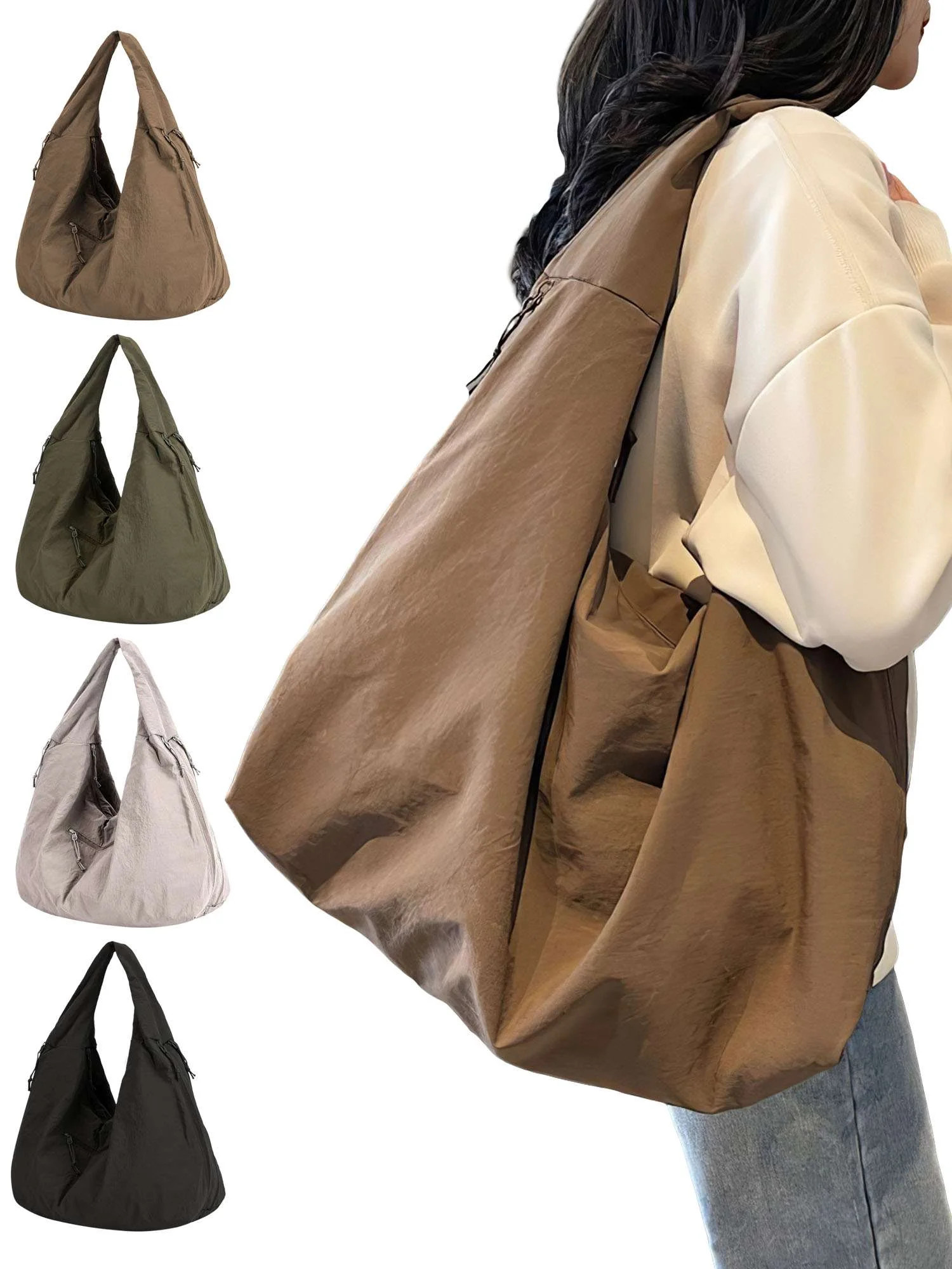 Deago Tote Bag for Women Large Nylon Slouchy Hobo Bag Crescent Shoulder Bag Vintage Casual Travel... | Walmart (US)