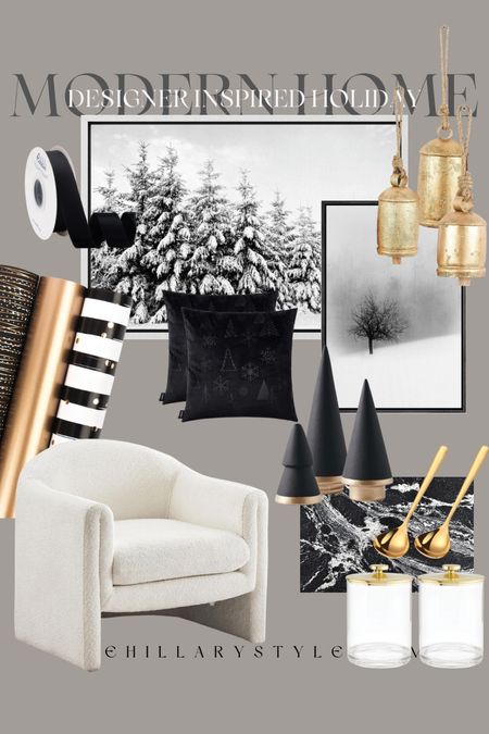 Amazon Modern Home Holiday Inspiration. Designer Inspired home decor, black and white with gold accents. Amazon home, Amazon accessories, home decor, home finds, Amazon holiday. Amazon Christmas. Christmas decor. Holiday Decor. Seasonal decor. 
#FoundItOnAmazon

#LTKhome #LTKSeasonal #LTKHoliday