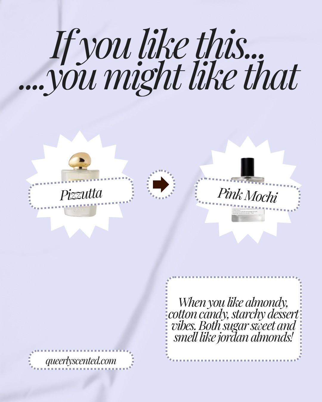 #paidlink SHOP these items on my website in bio 
If you like this...you might like that. 
Pink Mochi is an exclusive scent but if you can purchase it consider yourself lucky! It’s great. They both have a Jordan almond vibe and are deliciously sweet and gourmand!
.
.
#perfume
#perfumelover
#fragrance
#fragrancereview

#LTKselfcare #LTKvlog #LTKBeauty