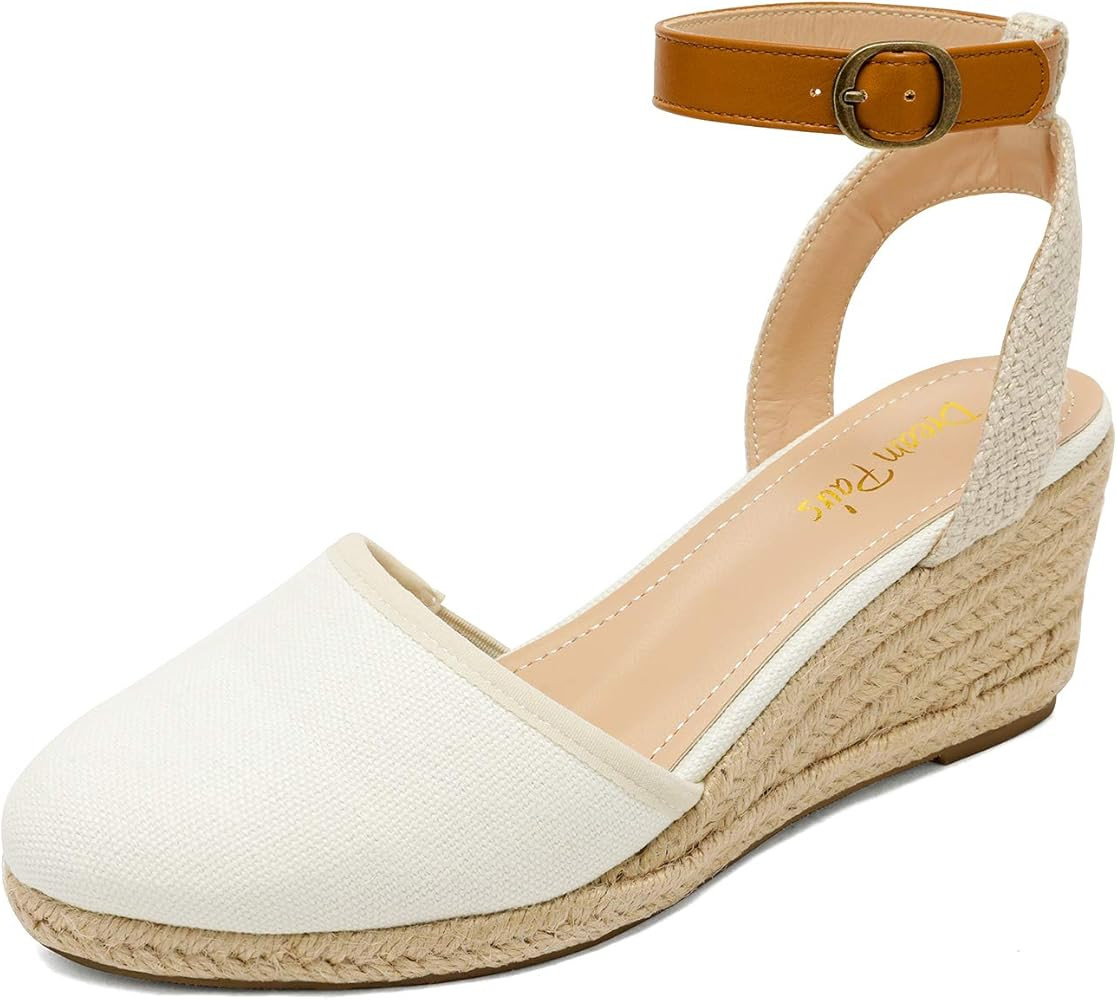 DREAM PAIRS Women's Ankle Strap Closed Toe Espadrille Wedge Heels Sandals | Amazon (US)
