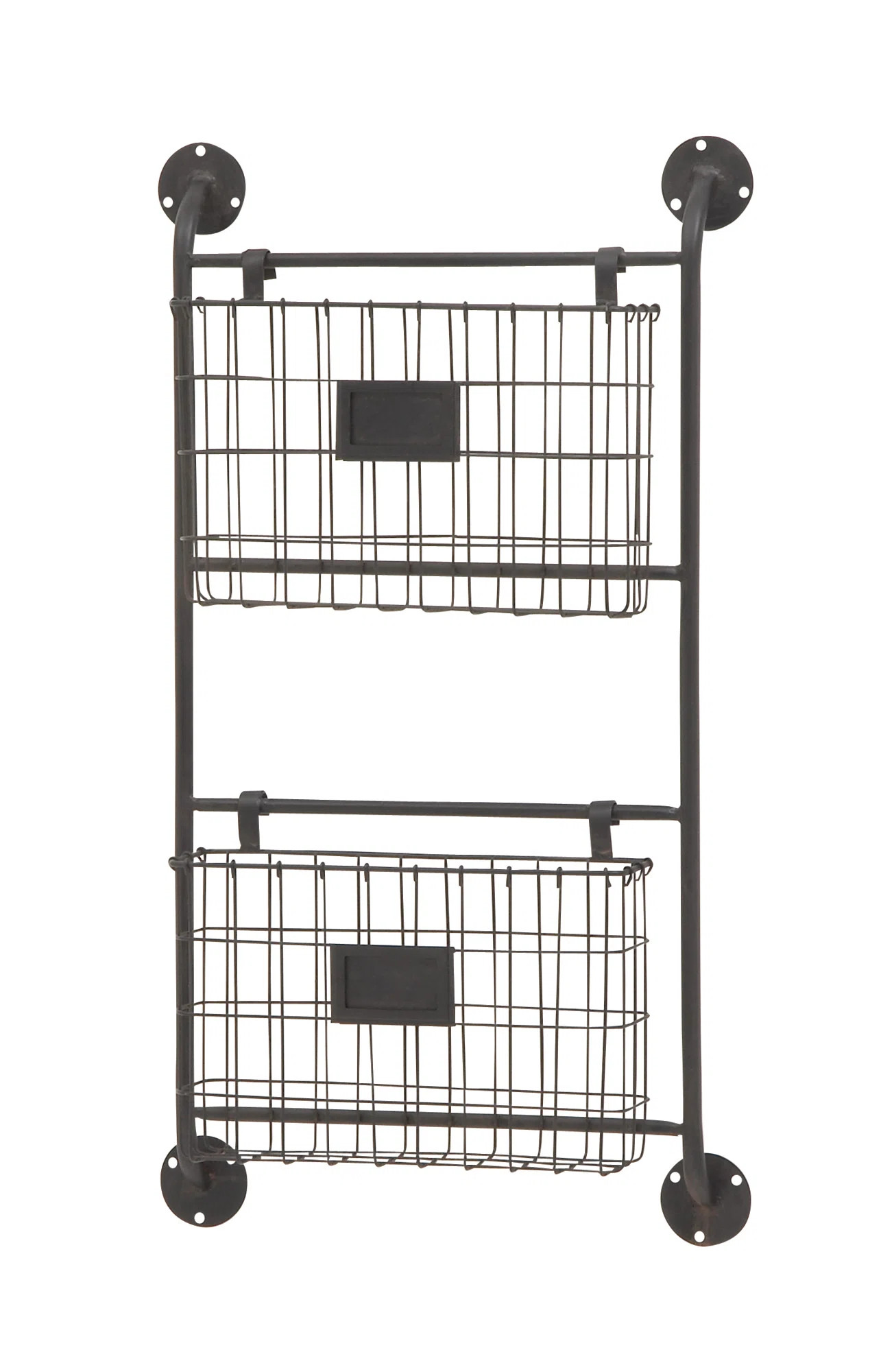 Black Charlotin Metal Tall Wire 5 Slot Magazine Rack Holder with Suspended Baskets and Label Slot... | Wayfair North America