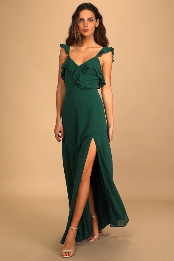Adoring Glances Emerald Green Ruffled Maxi Dress | Lulus (US)