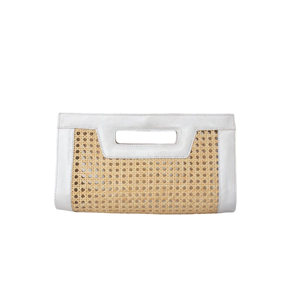 Venice Long Cane Leather Clutch - White | Wolf & Badger (US)