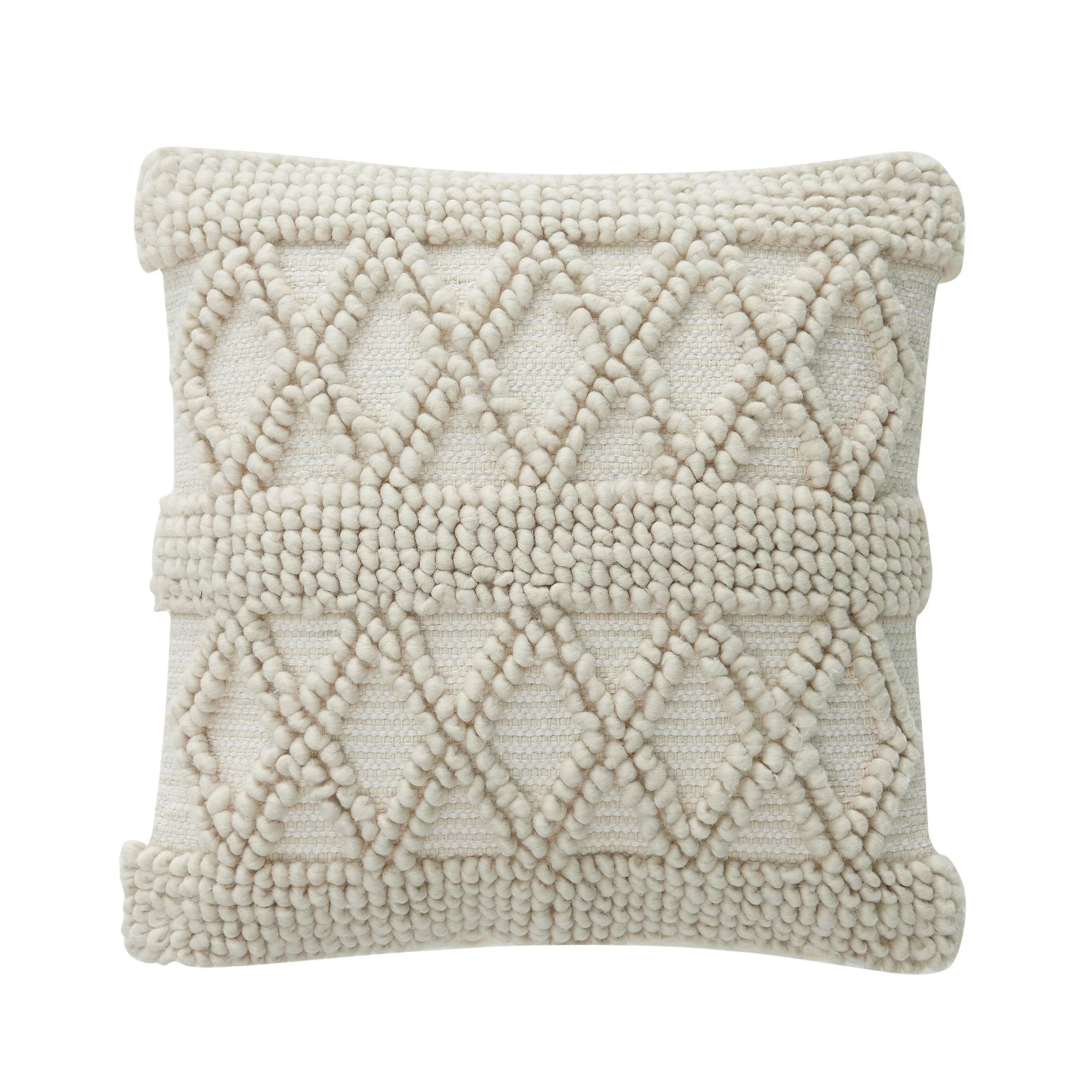 My Texas House McKinney Woven Loop Diamond Textured Square Decorative Pillow Cover, 20" x 20", Co... | Walmart (US)