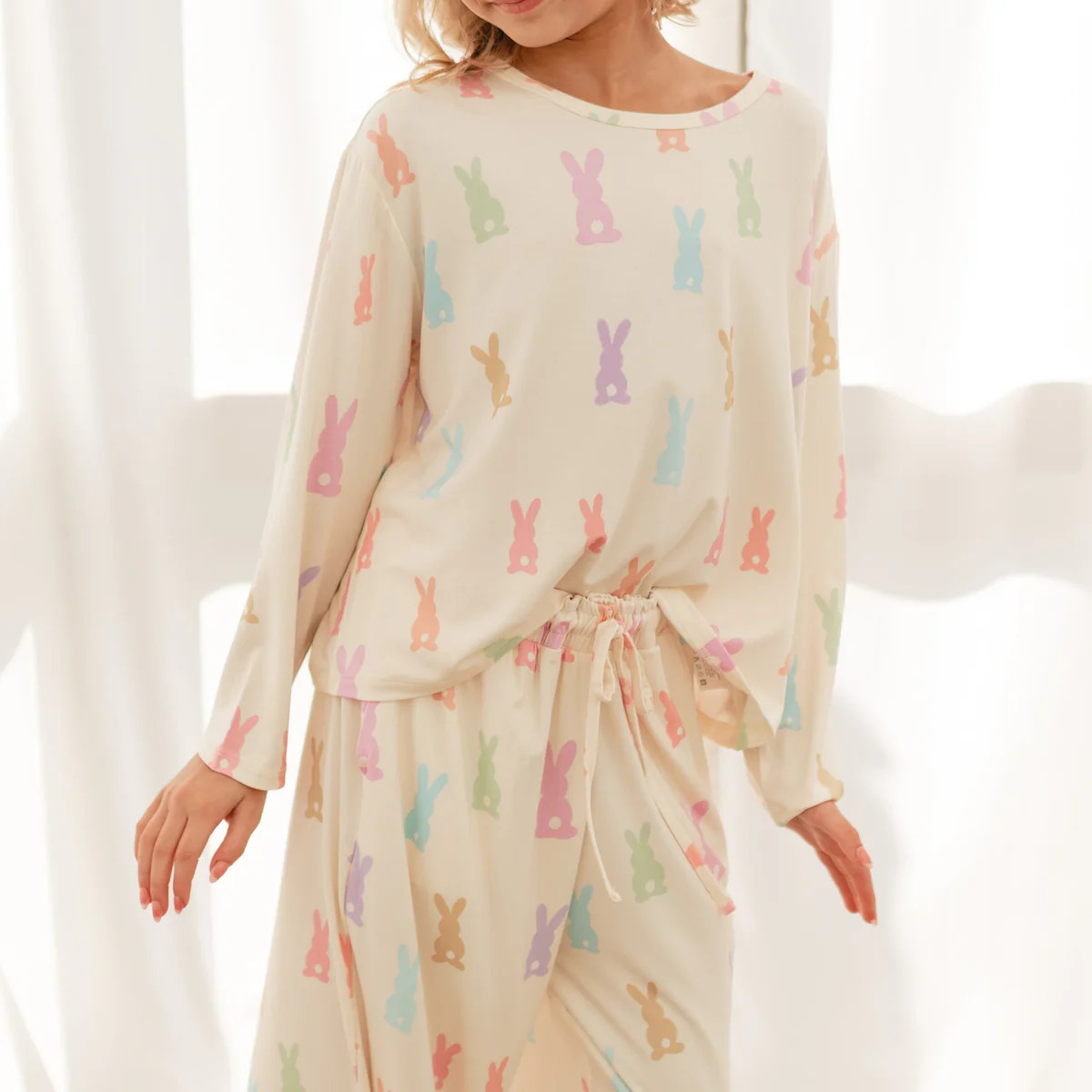 Girl's Long Sleeve and Pants Set in Honey Bunny | Silks Design