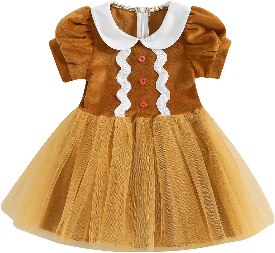 Big Little Sister Matching Kid Girls Christmas Gingerbread Dress Tulle Princess Dress for Toddler... | Amazon (US)