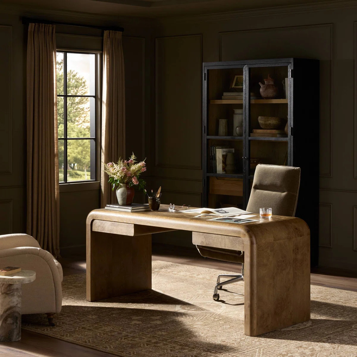 Daven Desk-Rye Medium Burl Oak Veneer | Wayfair North America