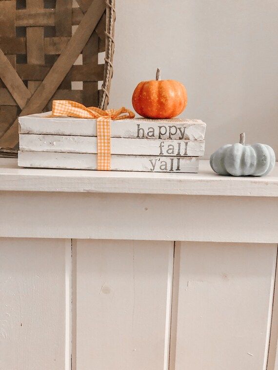 Happy fall y’all stamped book set, fall decor, farmhouse stamped books, happy fall y’all | Etsy (US)