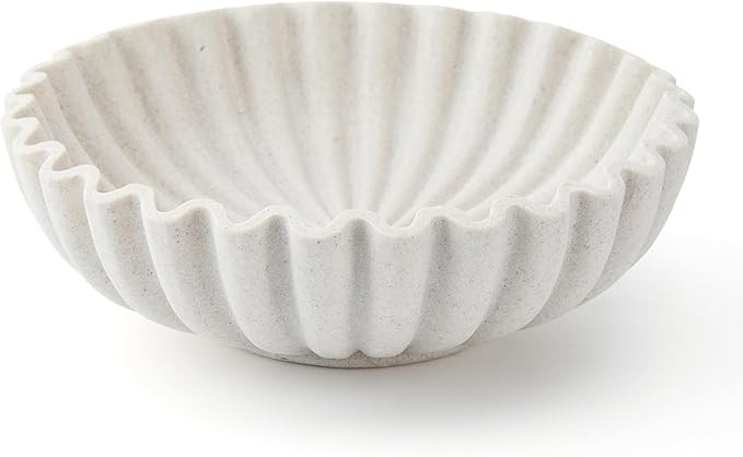 Large Decorative Bowl, Resin Fruit Bowl for Kitchen Counter, Scalloped Ruffle Entryway Bowl, 10 I... | Amazon (US)