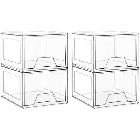 Vtopmart 4 Pack Clear Stackable Storage Drawers, 4.4'' Tall Acrylic Bathroom Makeup Organizer,Pla... | Amazon (US)