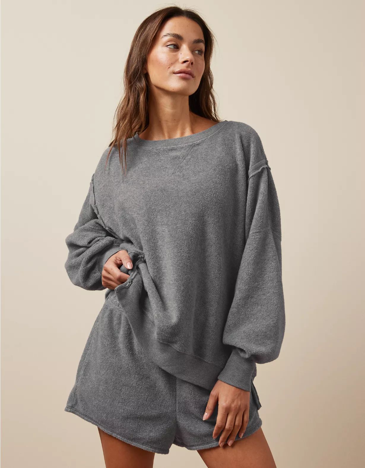 AE Oversized Big Hug Reverse Fleece Sweatshirt | American Eagle Outfitters (US & CA)