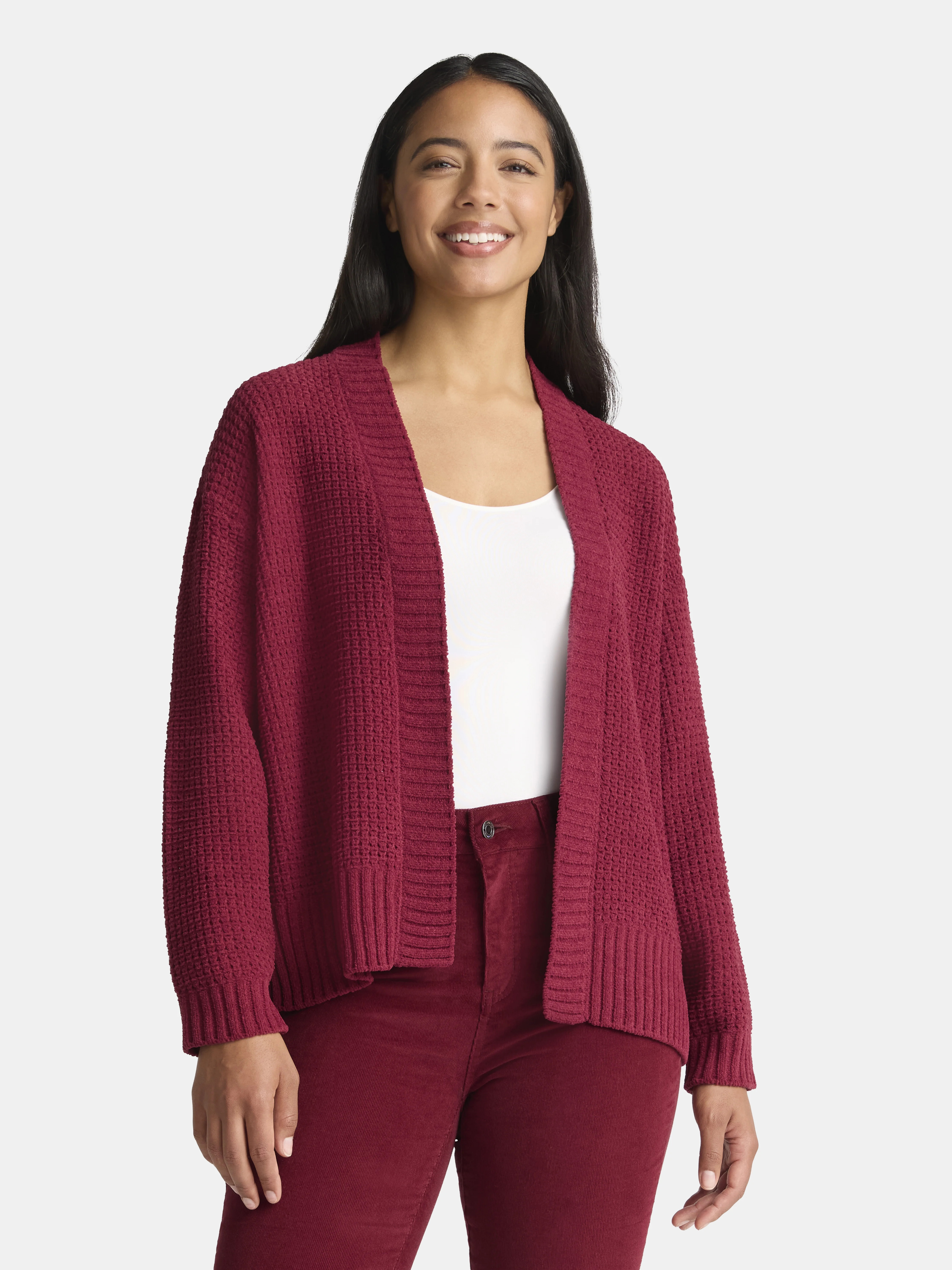 Time and Tru Women's Chenille Cardigan Sweater, Midweight, Sizes XS-XXXL | Walmart (US)