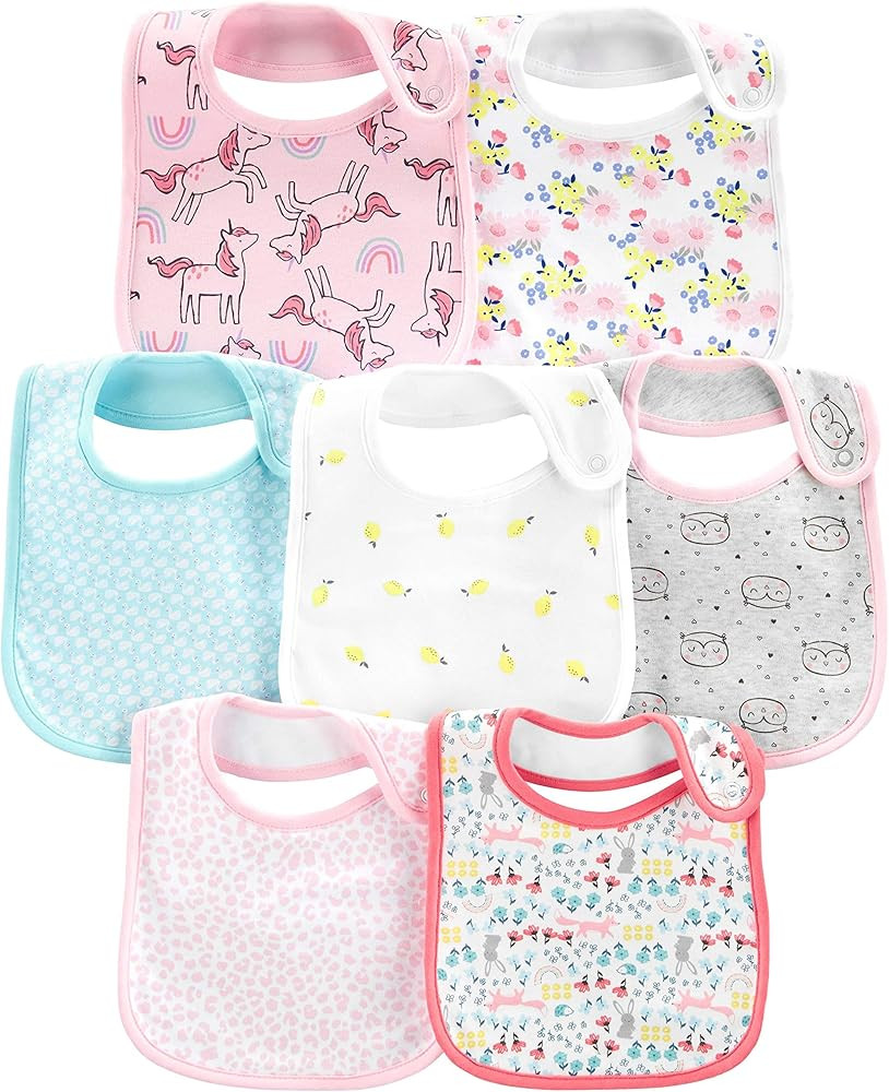 Simple Joys by Carter's Baby Girls' Teething Bibs, Pack of 7 | Amazon (US)