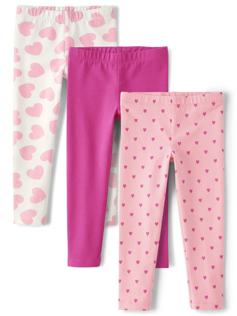 The Children's Place Baby Toddler Girls Everyday Heart Print Leggings, 3-Pack, Sizes 6M-5T | Walmart (US)