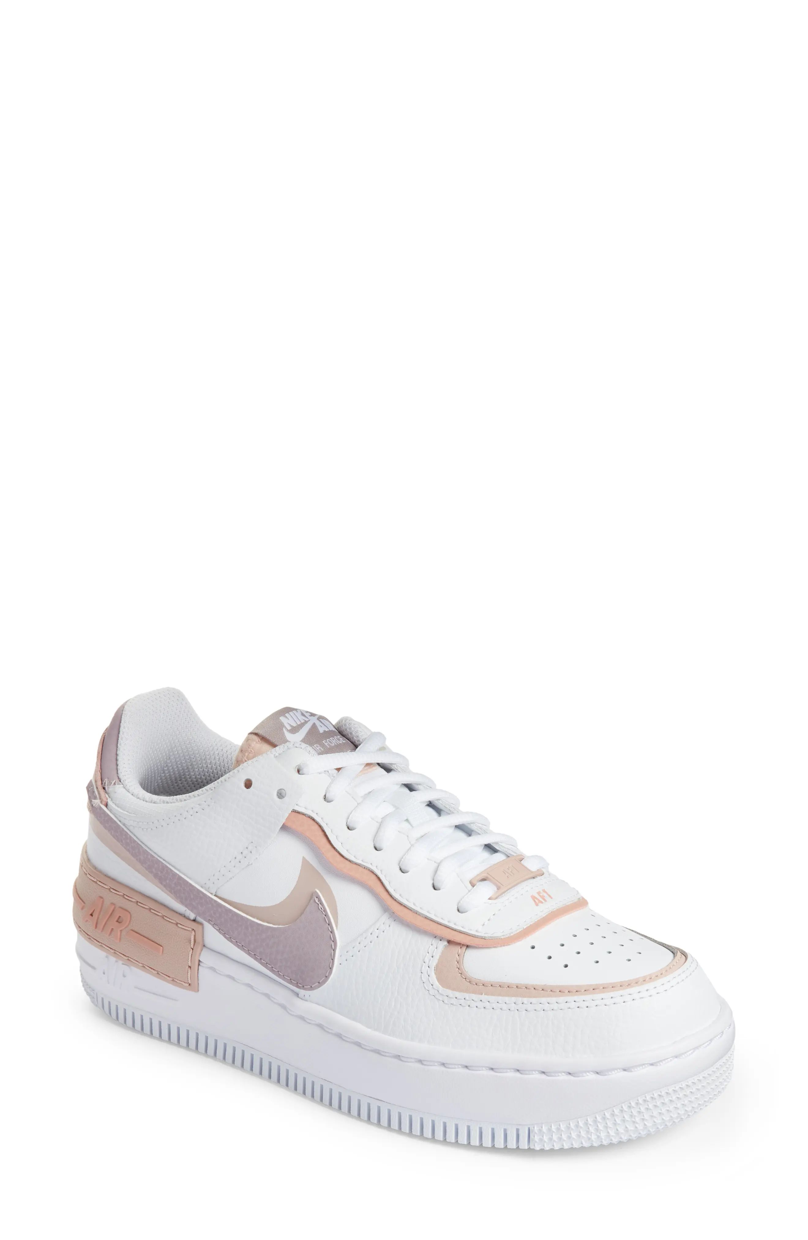Nike Air Force 1 Shadow Sneaker in White/Amethyst Ash/Pink at Nordstrom, Size 6.5 | Nordstrom