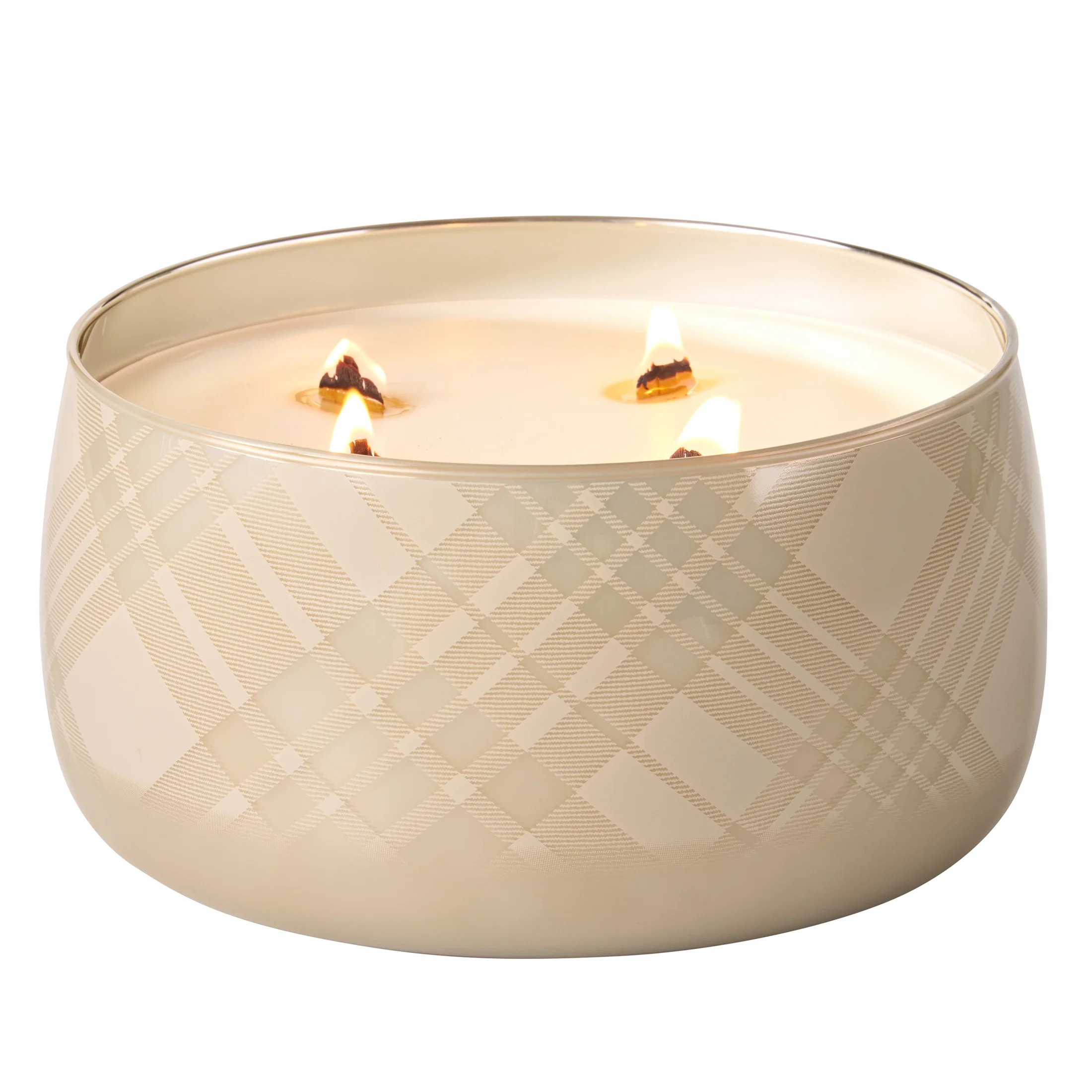 Better Homes & Gardens 4-Wick 60 oz Plaid Glass Jar Candle, Intense Cozy Home | Walmart (US)
