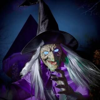 12 ft Animated Hovering Witch Halloween Animatronic | The Home Depot