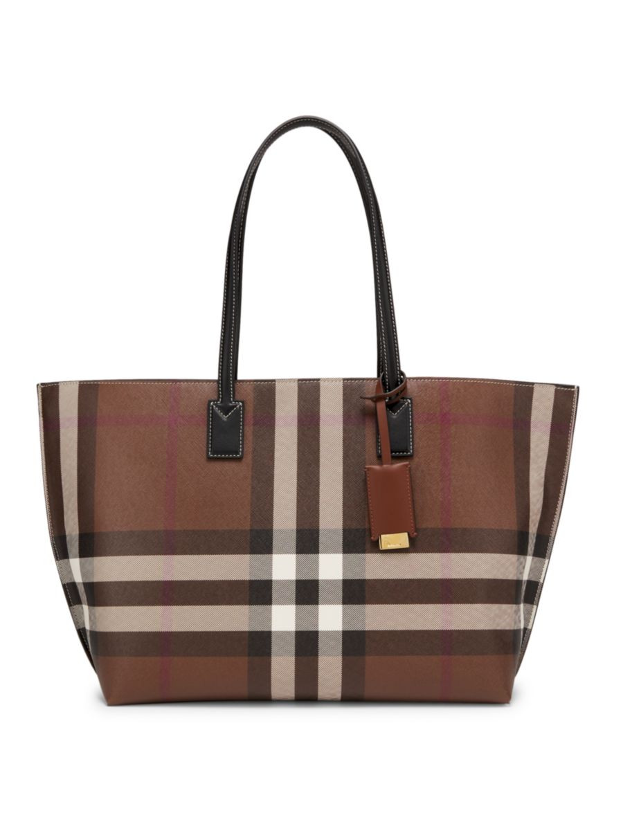Medium Check Leather Tote Bag | Saks Fifth Avenue