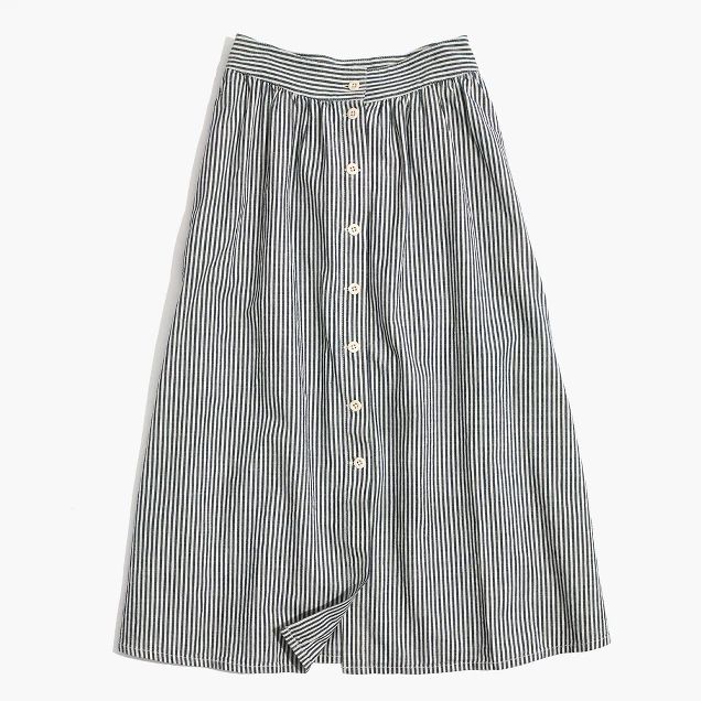 Palisade Button-Front Midi Skirt in Chambray Stripe | Madewell