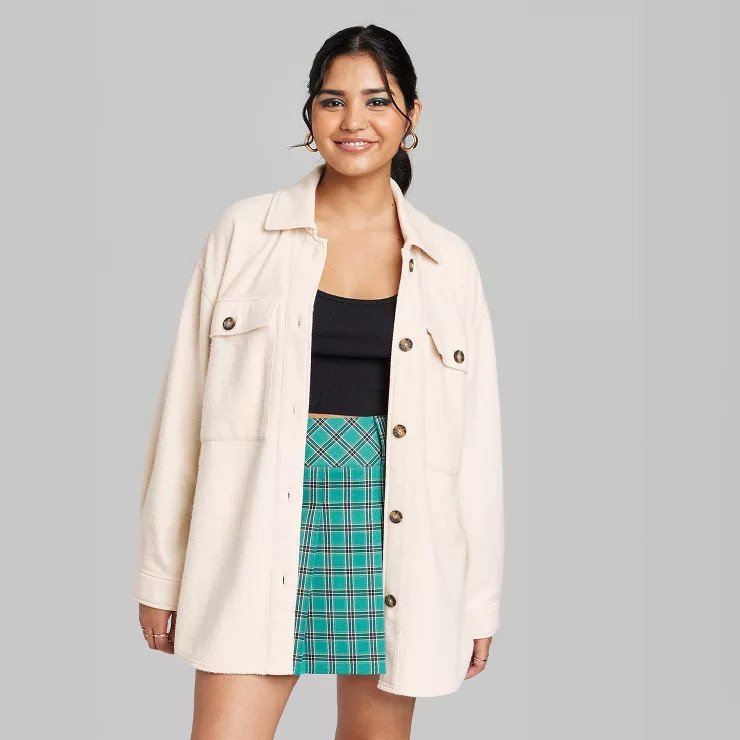 Women's Brushed Fleece Oversized Shacket - Wild Fable™ | Target