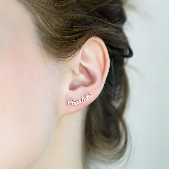 Name Earrings  Minimalist Earrings  Personalized Earrings  | Etsy | Etsy (US)