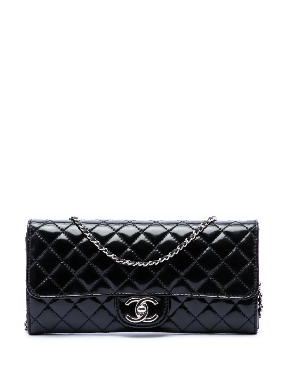 CHANEL Pre-Owned 2010-2011 CC Quilted Patent East West Wallet On Chain shoulder bag - Black | Farfetch Global