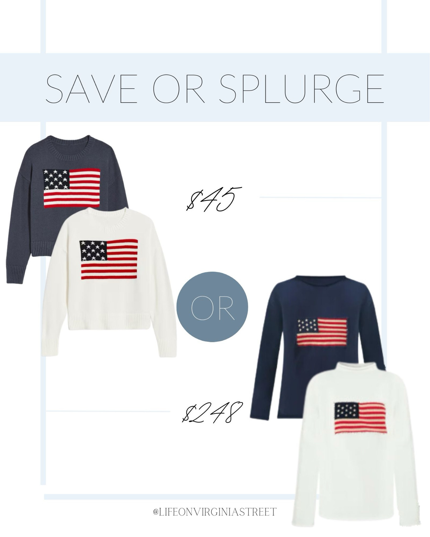 I have ivory Americana sweater from Tuckernuck and it’s been a fave for years, but definitely a splurge. So I was so excited to find this look for less American flag sweater from Old Navy! Very similar vibes for a fraction of the cost! Also adding a $30 Target option I just found!

#LTKMidsize #LTKFindsUnder50 #LTKSeasonal