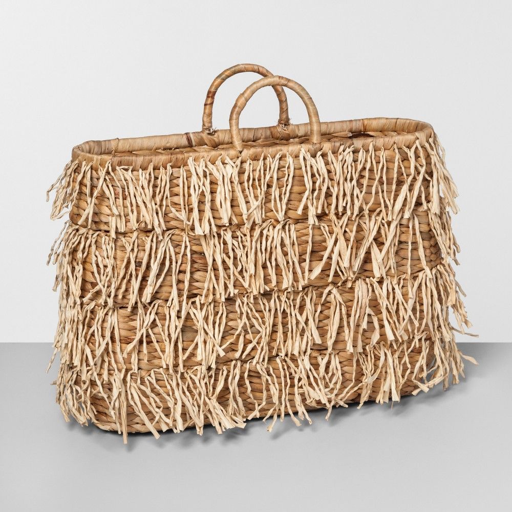 19.4"" x 15"" Water Hyacinth Fringe Basket Natural - Opalhouse | Target