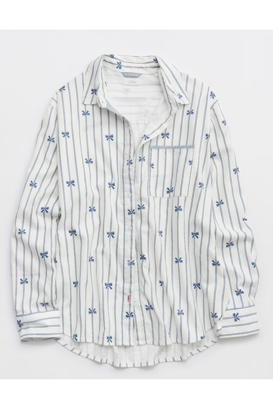 Aerie Flannel Pajama Shirt Women's Marbled Blue M | American Eagle Outfitters (US & CA)