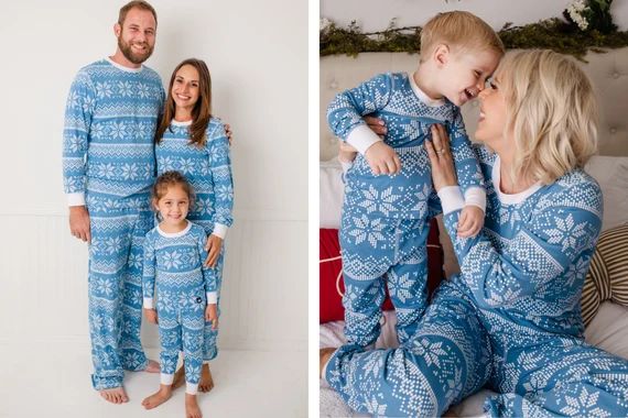Holiday Family Matching Pajamas Blue Snowflake | Matching set | Christmas Hanukkah PJs | Adult | ... | Etsy (US)