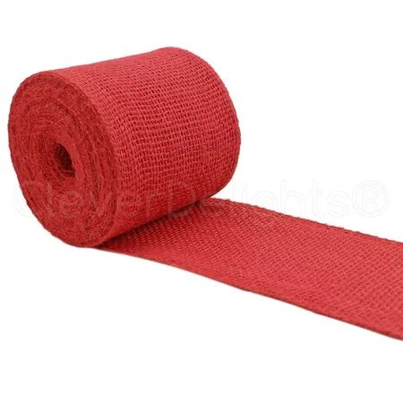 CleverDelights 4" Burlap Ribbon - Wired Edge - 10 Yards - Red Color | Walmart (US)