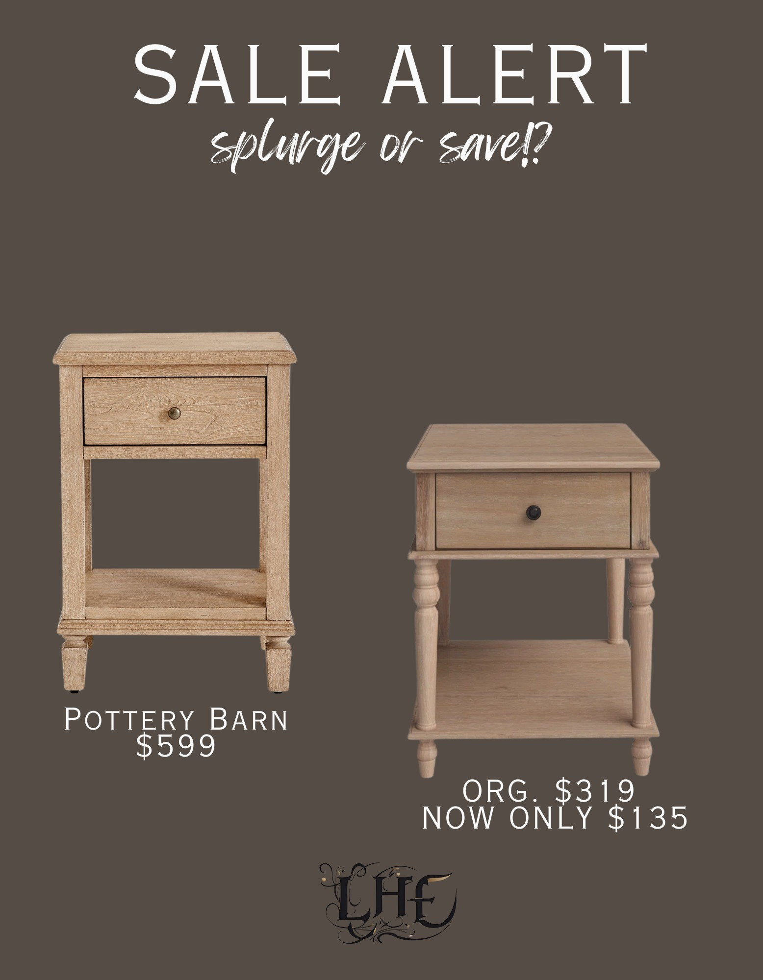 Splurge or Save?! I love a good designer inspired finds that's on sale! Shop by clicking the thumbnails below 👇... accent table, nightstand, living room, living room furniture, Splurge or save, save vs splurge, designer inspired, affordable living room furniture, affordable nightstands, living room table, side table, pottery Barn, pottery barn dupe, Pottery Barn look for less 

#LTKHome #LTKSaleAlert #LTKStyleTip