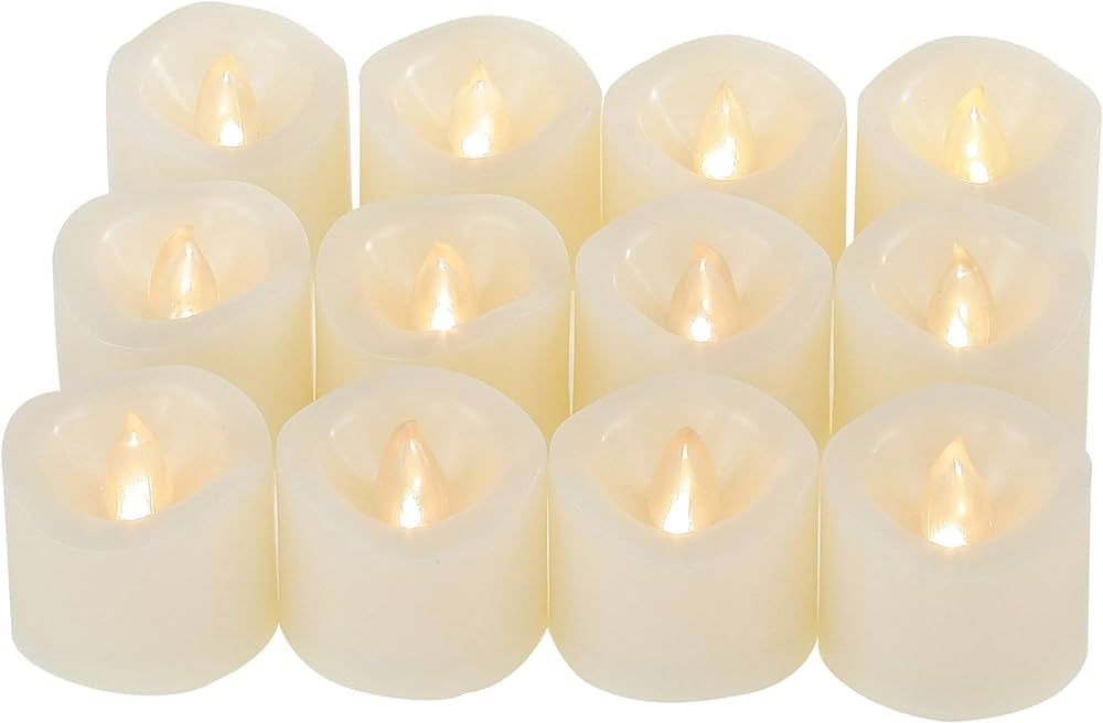 12 Pack LED Tea Lights Battery Operated Flameless Candles Fake Flickering Electric Tealight Candl... | Amazon (US)