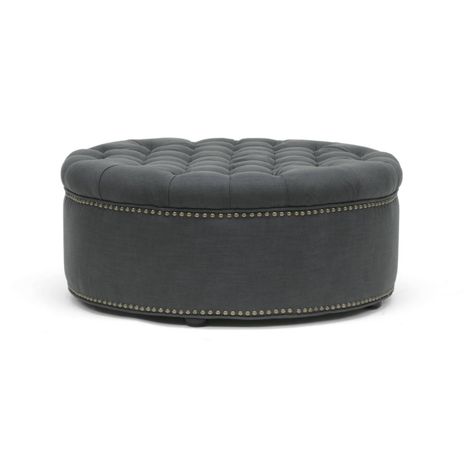 Baxton Studio - Iglehart Linen Modern Tufted Ottoman - Gray | Best Buy U.S.