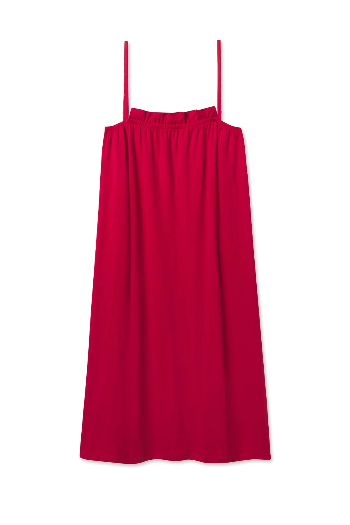 Pima Ruffle Midi Nightgown in Scarlet | Lake Pajamas