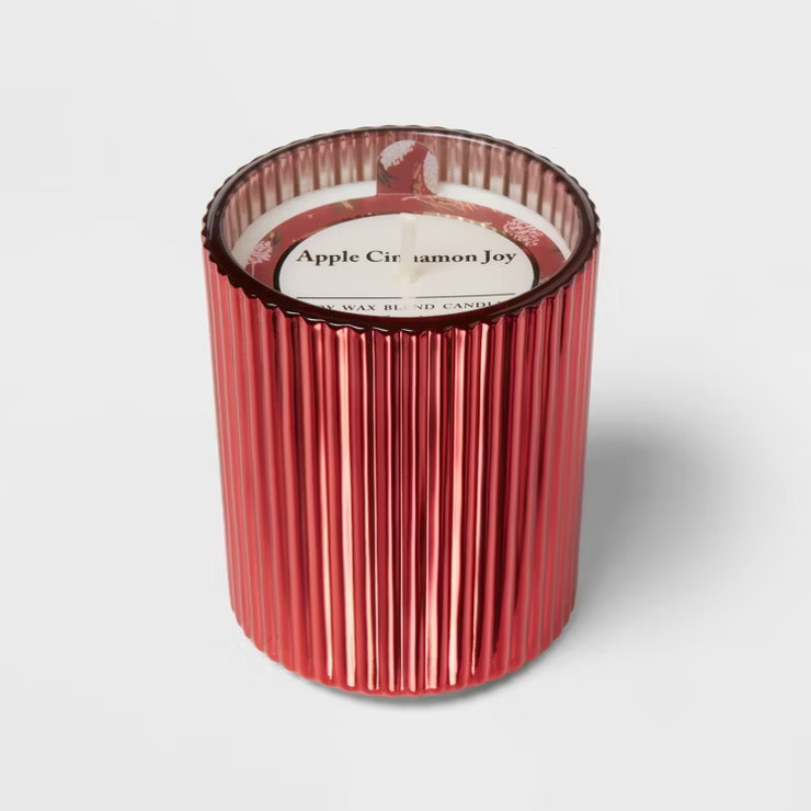 Clear Color Spray with Gold Rim Holiday Apple Cinnamon Joy Candle Red - Threshold™ | Target