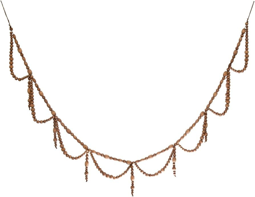 Creative Co-Op Paulownia Wood Bead Swag Garland, Brown | Amazon (US)