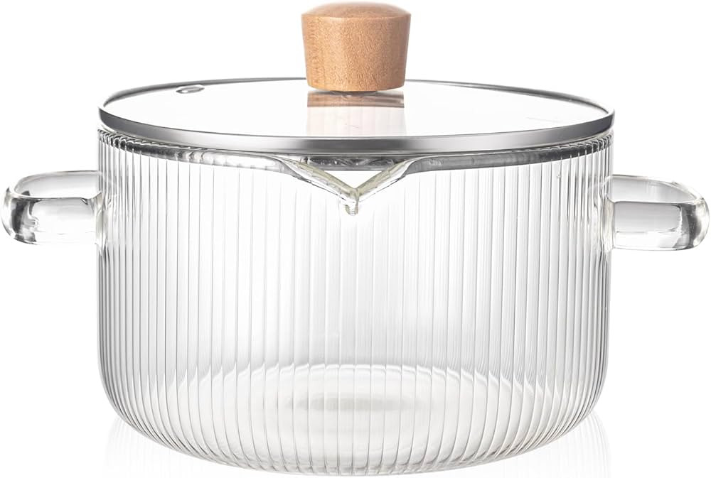 Glass Cookware Glass Pot, Glass Cooking Pot with Lid - 1.8L(60oz) Glass Pots, Heat Resistant Boro... | Amazon (US)
