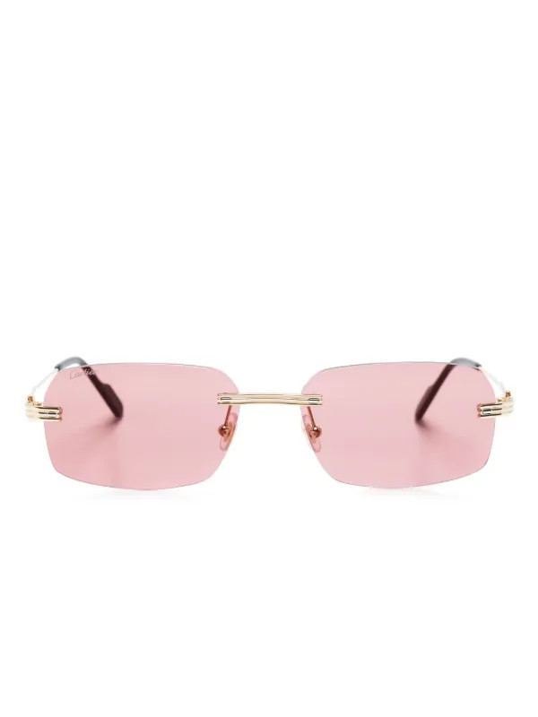 Cartier Eyewear rectangle-frame Sunglasses | Pink | FARFETCH | Farfetch Global