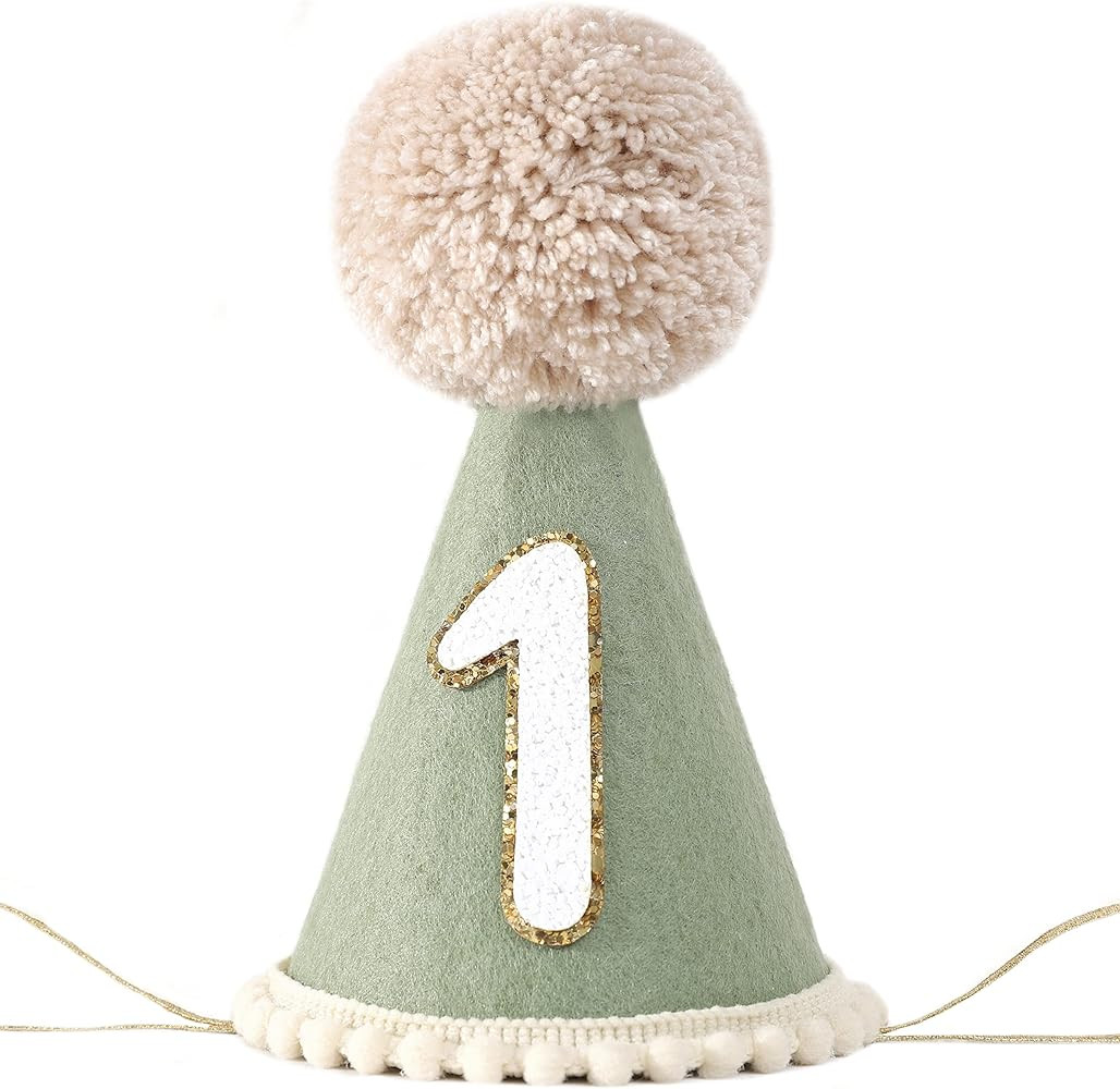 WAOUH 1st Birthday Cone Cap Hat - First Birthday Party Decor for Baby Show,Wool Felt 1st Birthday... | Amazon (US)